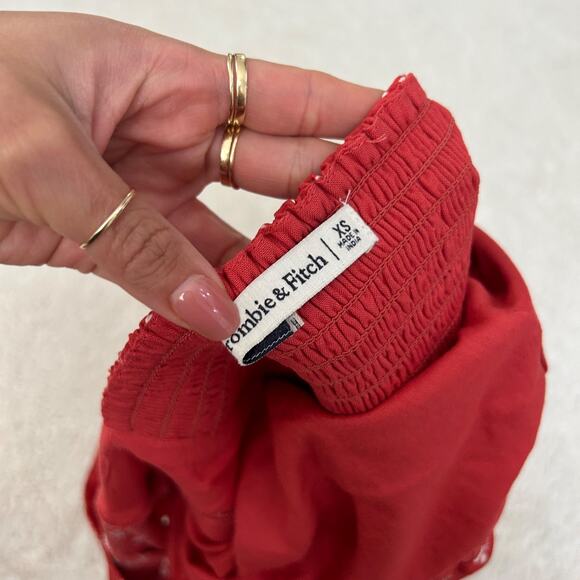 Abercrombie &‎ Fitch Crop Top XS Red Floral Mini Cottagecore Boho Flirty Girly - Picture 4 of 6